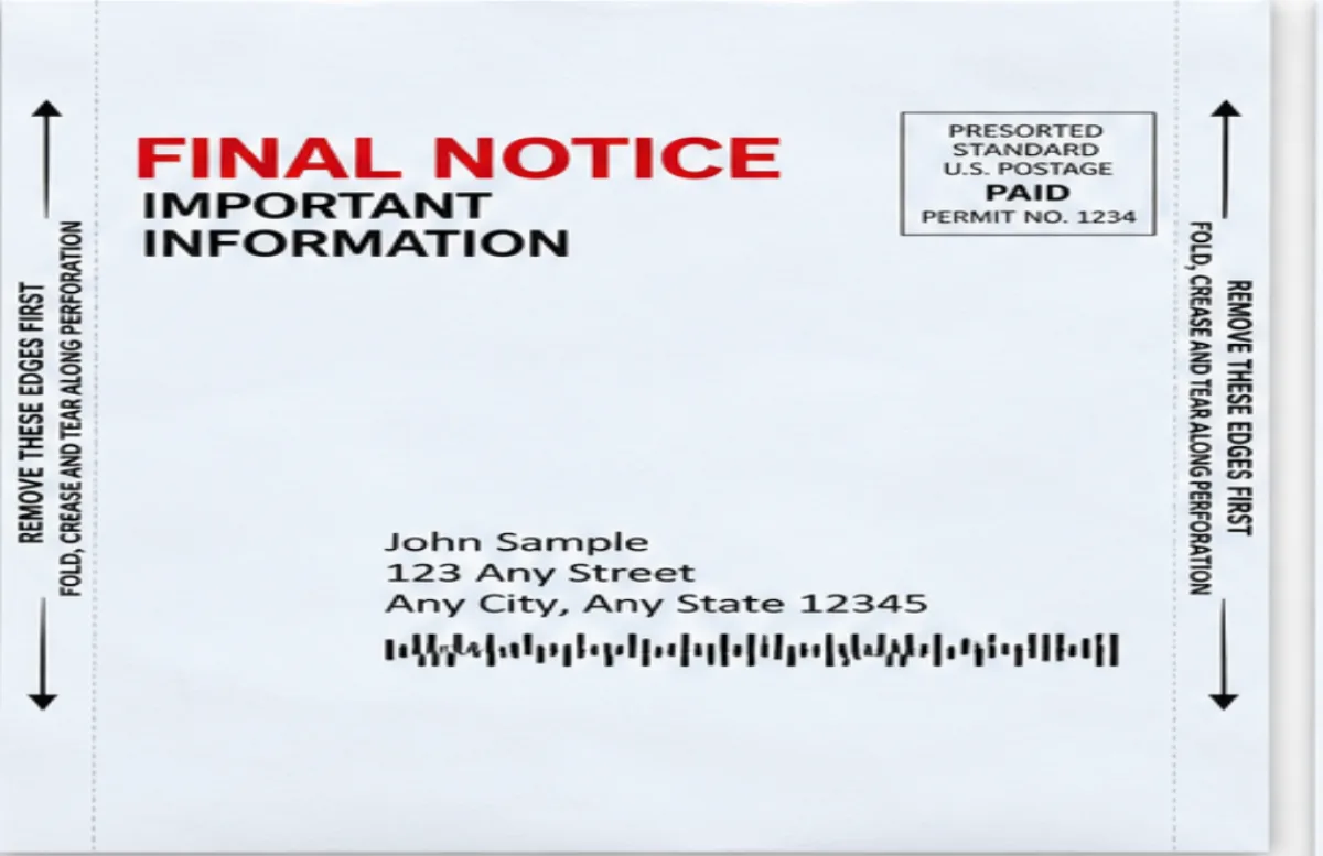 Pressure sealed statement mailer with official notice exterior