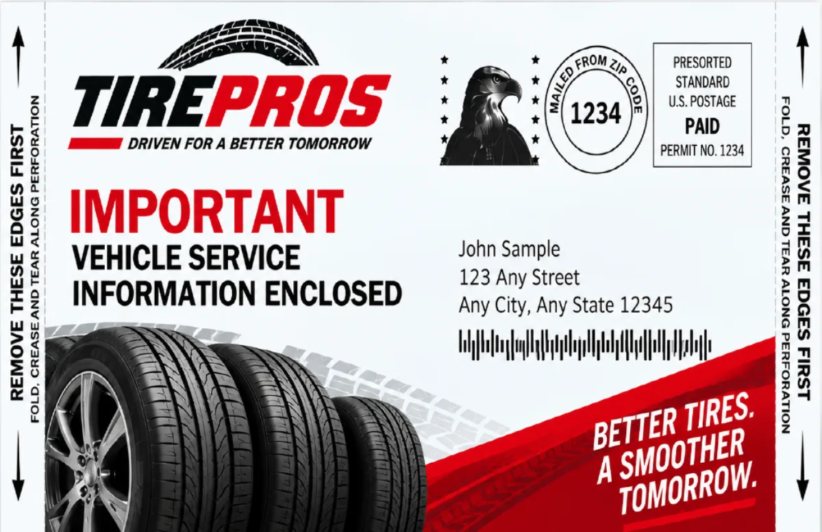 Auto Services (Half Fold) snap pack mailer design example